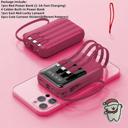 10000mAh Mini Power Bank 4 Built-In Cables Ultra-Bright LED Digital Display for an Everyday Personal Care Routine