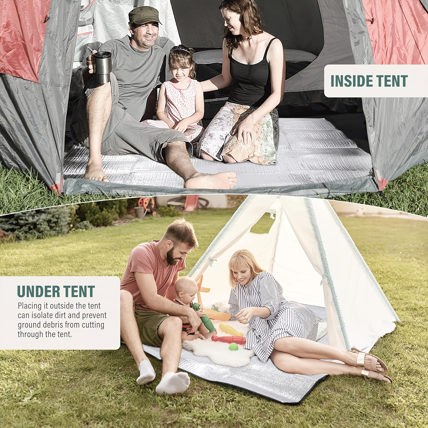 Insulated Camping Mat 2-Pack Aluminum Foil EPE Foam Foldable Moisture-Proof Outdoor Picnic Mat 78x39in – Portable Lightweight All-Season