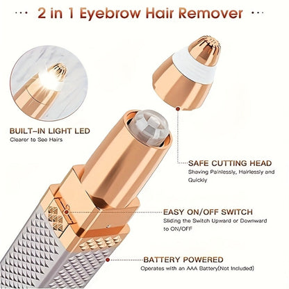 Facial Hair Trimmer for Women, 2-in-1 Electric Eyebrow Trimmer & Lip Hair Remover, Precision Face Hair