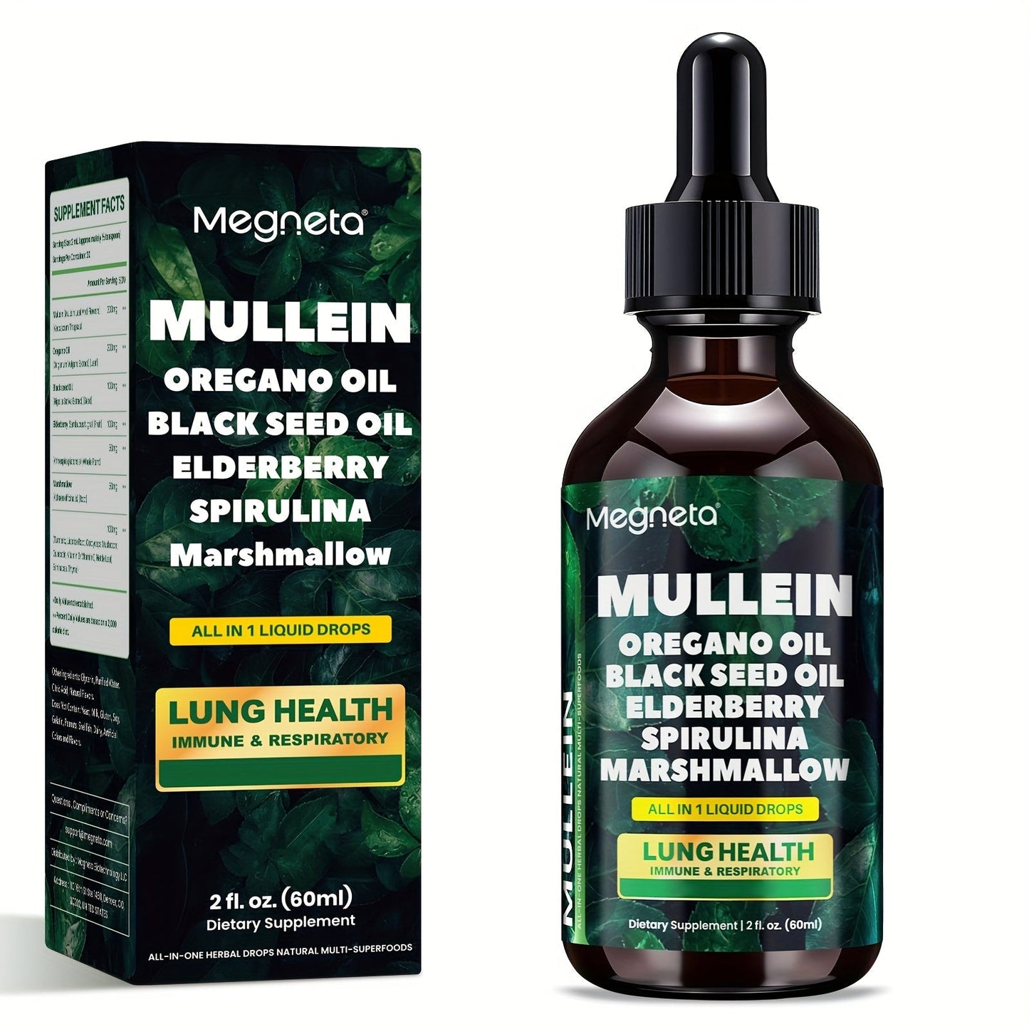 Mullein Leaf Liquid Drops for Lung Health & Respiratory Support, Natural Herbal Formula for Breathing Comfort