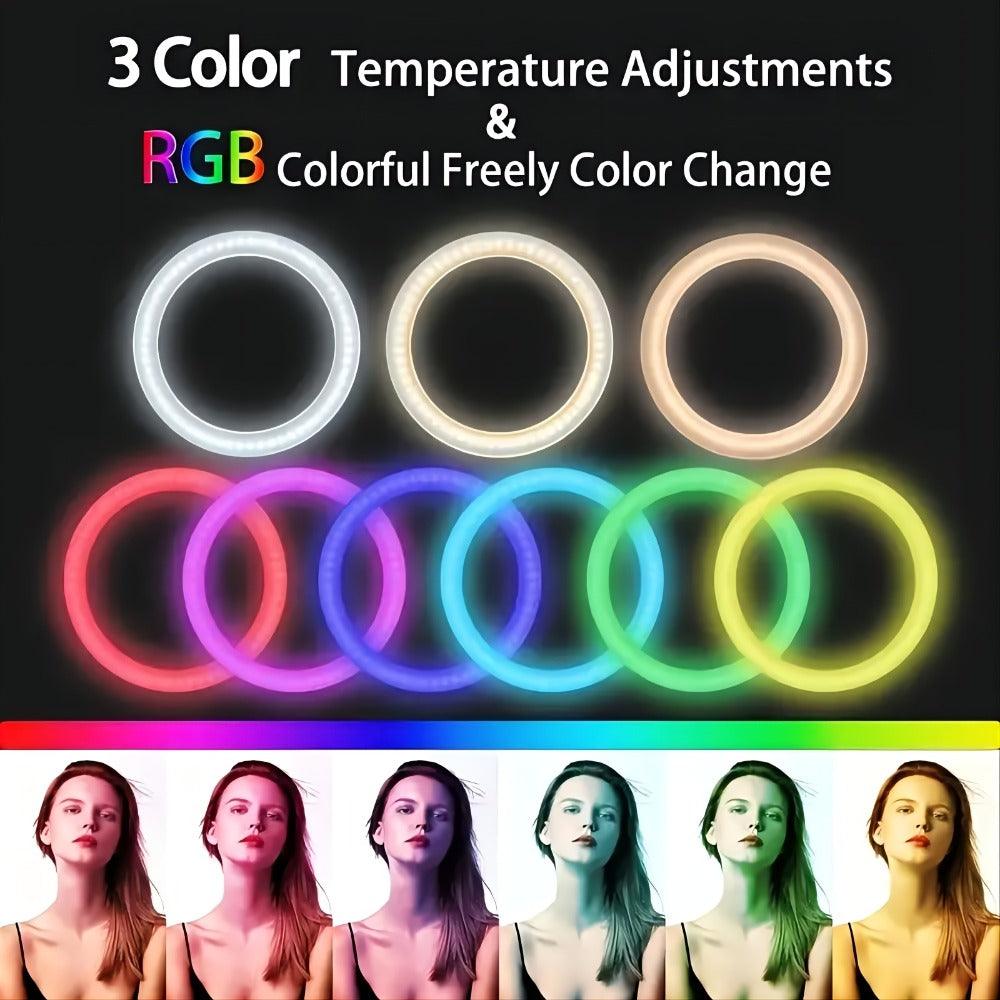 Selfie Ring Light Desk 12 Inch with Phone Holder 360 Rotating Pan Head Desk Tripod 17 RGB for an Everyday Personal Care Routine