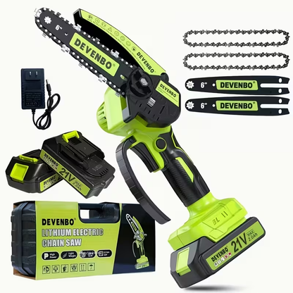 Cordless Mini Chainsaw 6-Inch, Handheld Pruning Saw with Rechargeable Battery, Adjustable Chain Tension