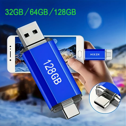 USB Flash Drive KEXIN 2-in-1 USB 2.0 and Type-C Rotating Memory Stick in 32GB, 64GB or 128GB
