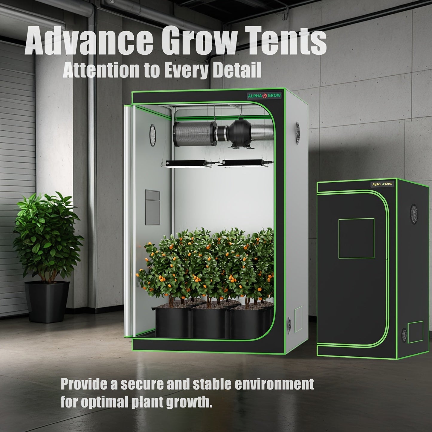 Grow Tent 1680D Thickened Mylar with Observation Window & Floor Tray, Pro-Grade Indoor Hydroponic Growing