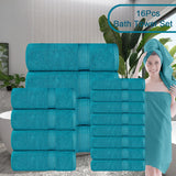 16pcs turquoise bath towel set