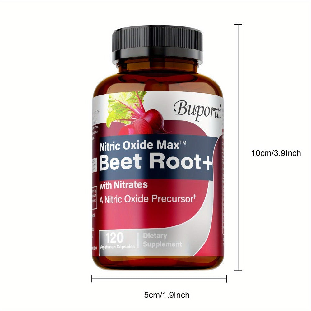 Dietary Supplement Beet Root Capsules with listed Nitrates, Black Pepper and Antioxidants, 120 Count