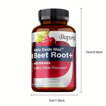 Dietary Supplement Beet Root Capsules with listed Nitrates, Black Pepper and Antioxidants, 120 Count