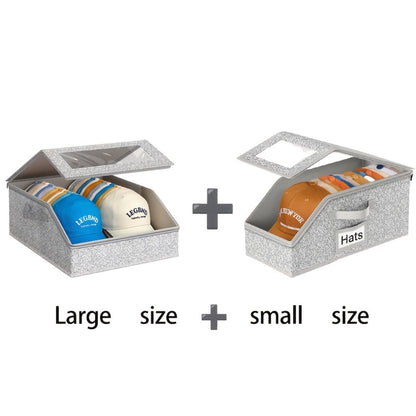 Stackable Baseball Cap Storage Box Organizer, Dustproof Cardboard Hat Box Holds 24 Caps, 1/2 Pack