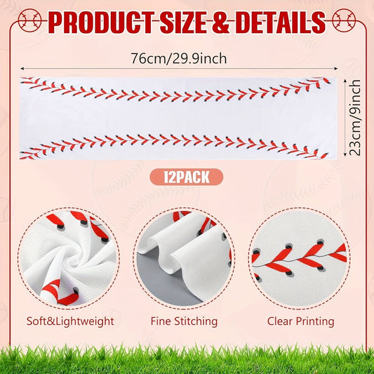 12 Pack Sport Cooling Towel Set 30"x9" Microfiber Chilly Sweat Rags for Baseball Softball Soccer Golf Gym Running Coach Team Gift