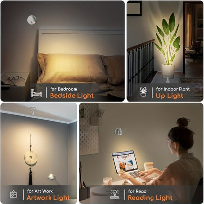 Wireless LED Spotlight Indoor 2 Pack Remote Control 3-Color Adjustable Motion Sensor Magnetic for Entryways, Bedrooms and Living Spaces