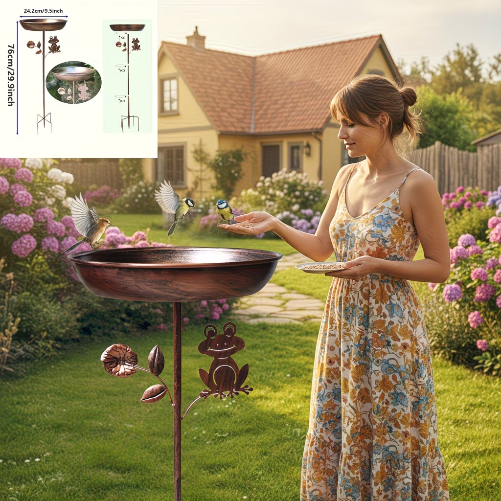 Bird Feeder Cast Iron Vintage, Bird Bath Garden Outdoor Yard Decor for Garden, Yard and Pest Management