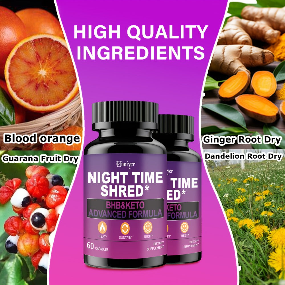 Night Time Fat Burner for Women, Shred Mask Capsules with Caffeine, Goji Berries & Dandelion Root
