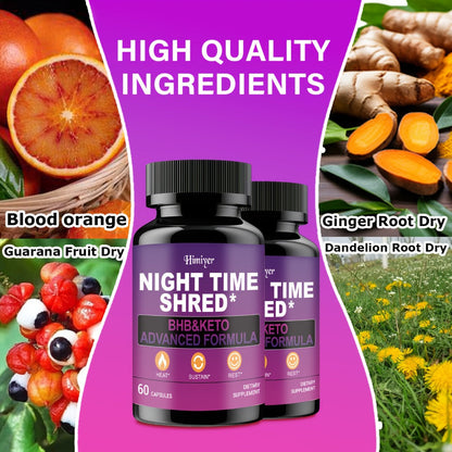 Night Time Fat Burner for Women, Shred Mask Capsules with Caffeine, Goji Berries & Dandelion Root