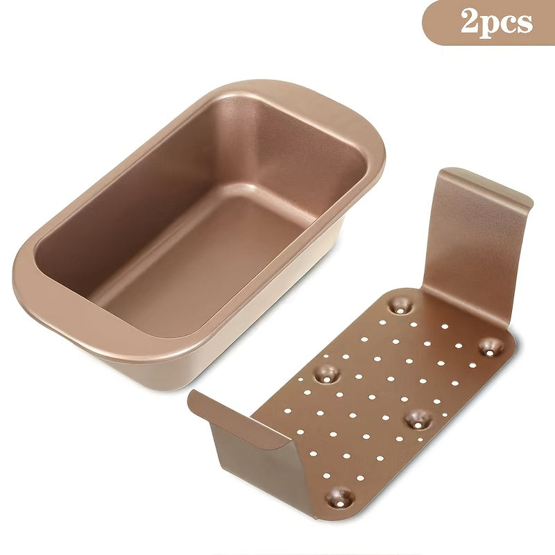 Nonstick Meatloaf Pan with Drain Tray, 2-Piece Carbon Steel Loaf Pan Set for Baking, Fat-Reducing Bread Pan with Insert