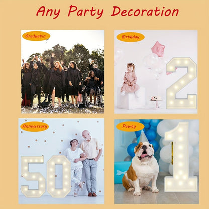 28.7-Inch Warm White LED Numeral Party Display in Paper and PS Foam Board with Seven Model Options