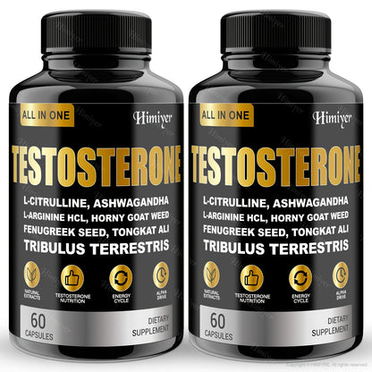 Tongkat Ali Testosterone Booster for Men with Tribulus, Fenugreek & L-Arginine - Plant-Based Natural Supplement for Strength