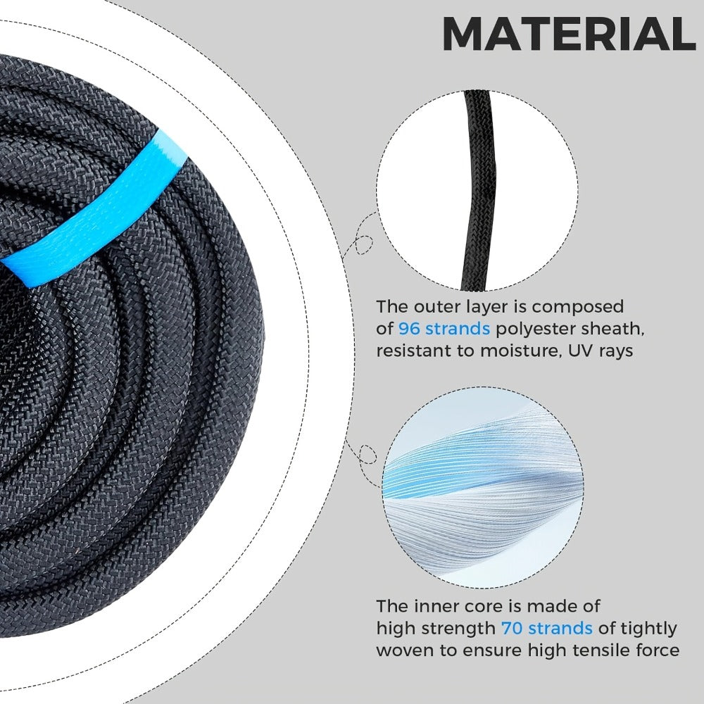Double Braided Nylon Rope 1/2 Inch Polyester, 100ft 150ft 200ft Multi-Color for Anchoring Towing Cargo Sailing Dock Lines & Outdoor Use