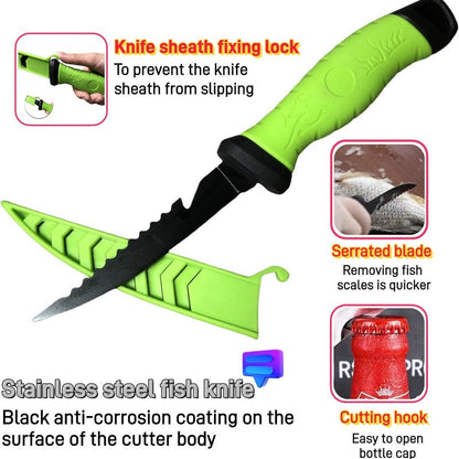 Stainless Steel Fishing Knife Set 3-Piece – 4.5 to 6.5 Inch Fish Fillet Knives for Camping, Fishing & Outdoor Use