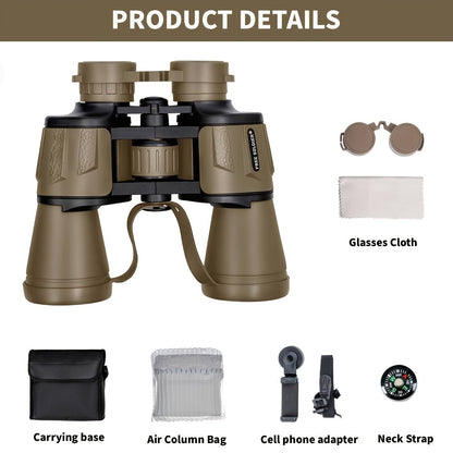 Full-Size 10x50 Binoculars with Smartphone Adapter, Carry Case and Neck Strap in Black, Mud or Green
