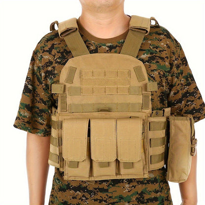 Tactical MOLLE Vest 6094 Adjustable Combat Chest Rig with Multi-Pocket System for Outdoor Hunting Training Airsoft CS Wargame Hiking Camping