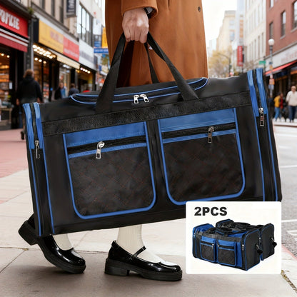 Gym Duffel Bag Large Capacity Travel Bag for Men Women Heavy Duty Polyester Multi Pocket Adjustable Shoulder Strap Zipper Closure