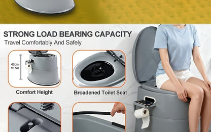 Extra Large Portable Toilet for Adults – Indoor Outdoor Commode with Detachable Inner Bucket & Removable Paper Holder