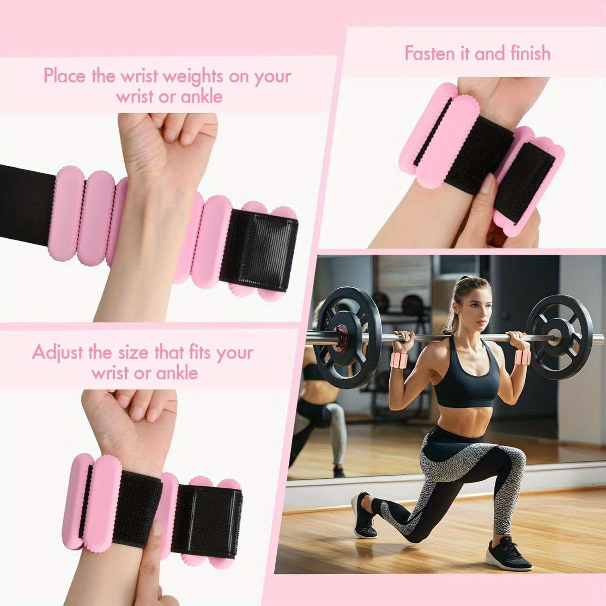 Silicone Wrist & Ankle Weights Bracelet 1LB Pair for Women Men – Adjustable Weighted Cuffs for Yoga, Running