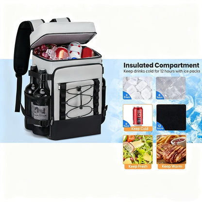 Insulated Cooler Backpack Leakproof Thermal Lunch Bag, Large Capacity Waterproof Cooling Rucksack for Camping, Hiking, Picnic & Beach