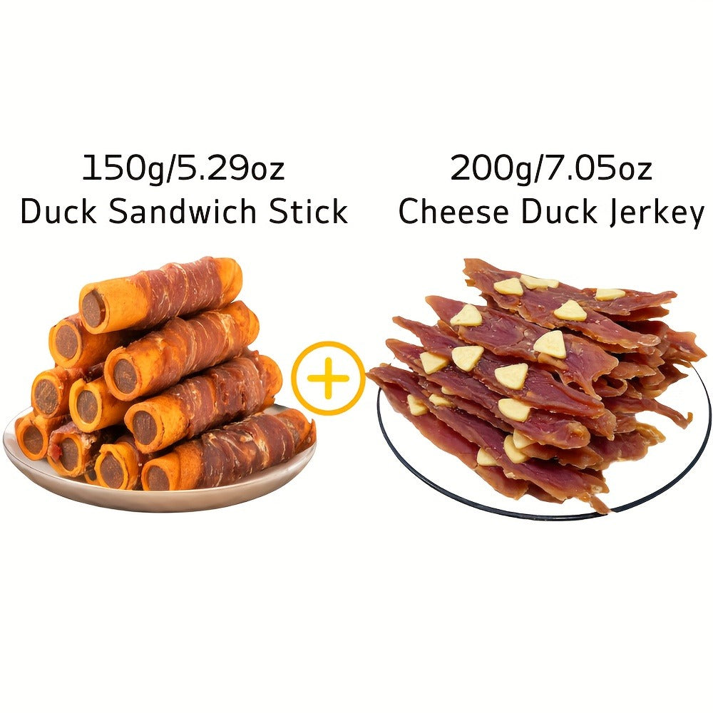 Sesame Duck Jerky Dog Treats 400g Mixed Flavor – Cheese Duck, Chicken Jerky & Sandwich Sticks, High Protein Low Fat