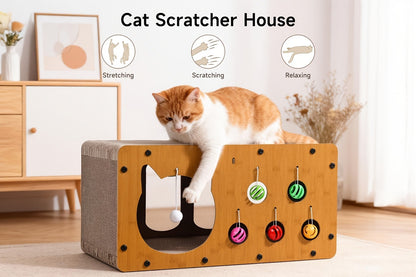 Cat Scratching Board with Interactive Rolling Ball – Multifunctional Cat Furniture for Scratching Playing & Resting