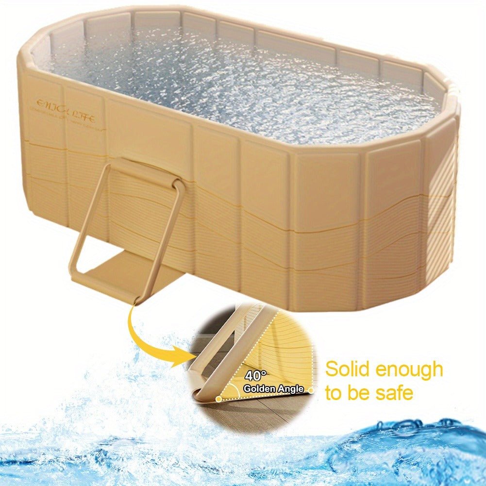 Foldable Portable Hot Tub & Ice Bath Soaking Tub, Large Freestanding Bathtub, Dual Drainage, Home & Outdoor Cold Plunge Tub
