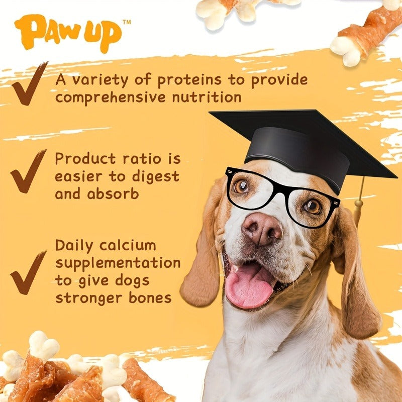 Dog Treats Chicken or Duck Wrapped Bone-Shaped Biscuits in Two-Pack Flavor Options for Reward Use