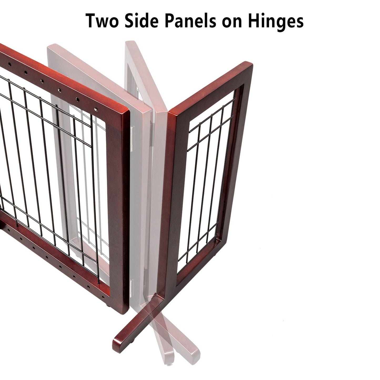 Freestanding Pet Gate for Dogs & Cats – Solid Wood Dog Gate for House, Adjustable 40" to 71" Wide, Indoor Dog Fence for Doorways Stairs