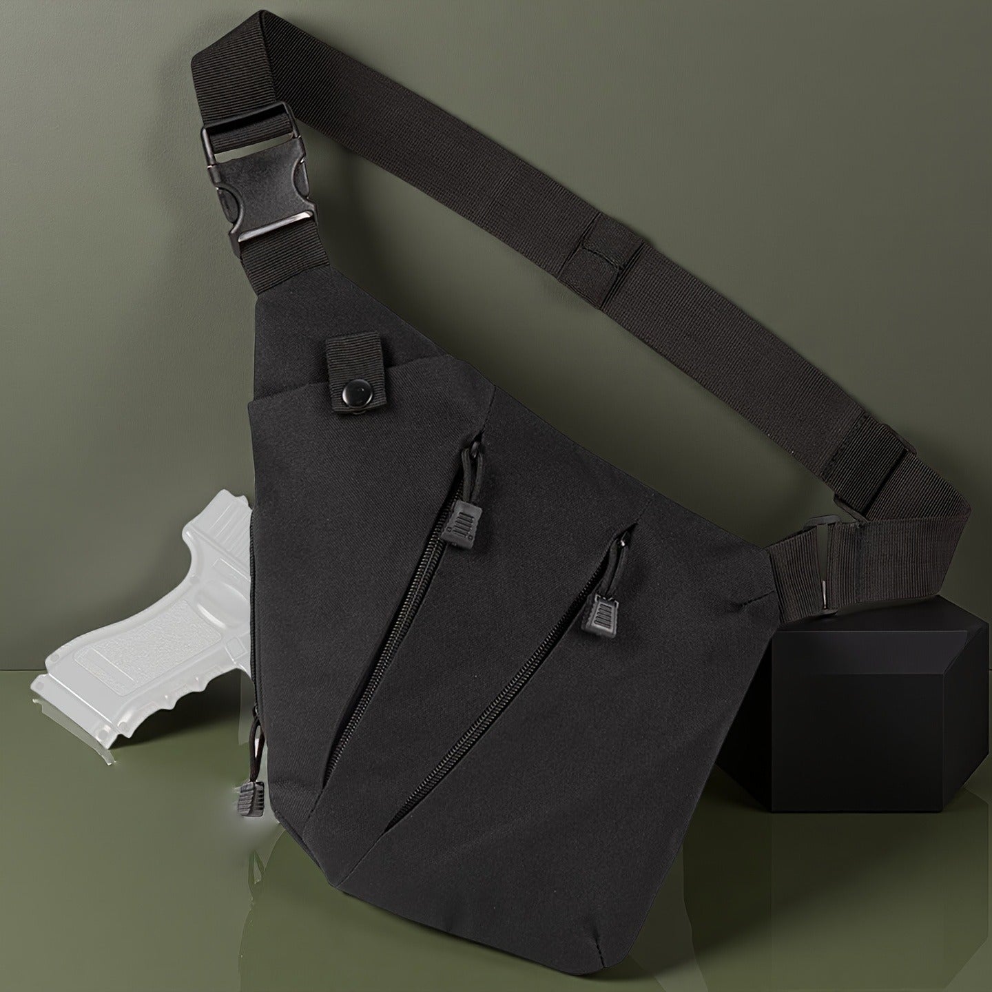 Anti-Theft Sling Bag Men Crossbody Chest Pack Oxford – Lightweight Shoulder Bag with Adjustable Strap, Multiple Compartments & Zipper