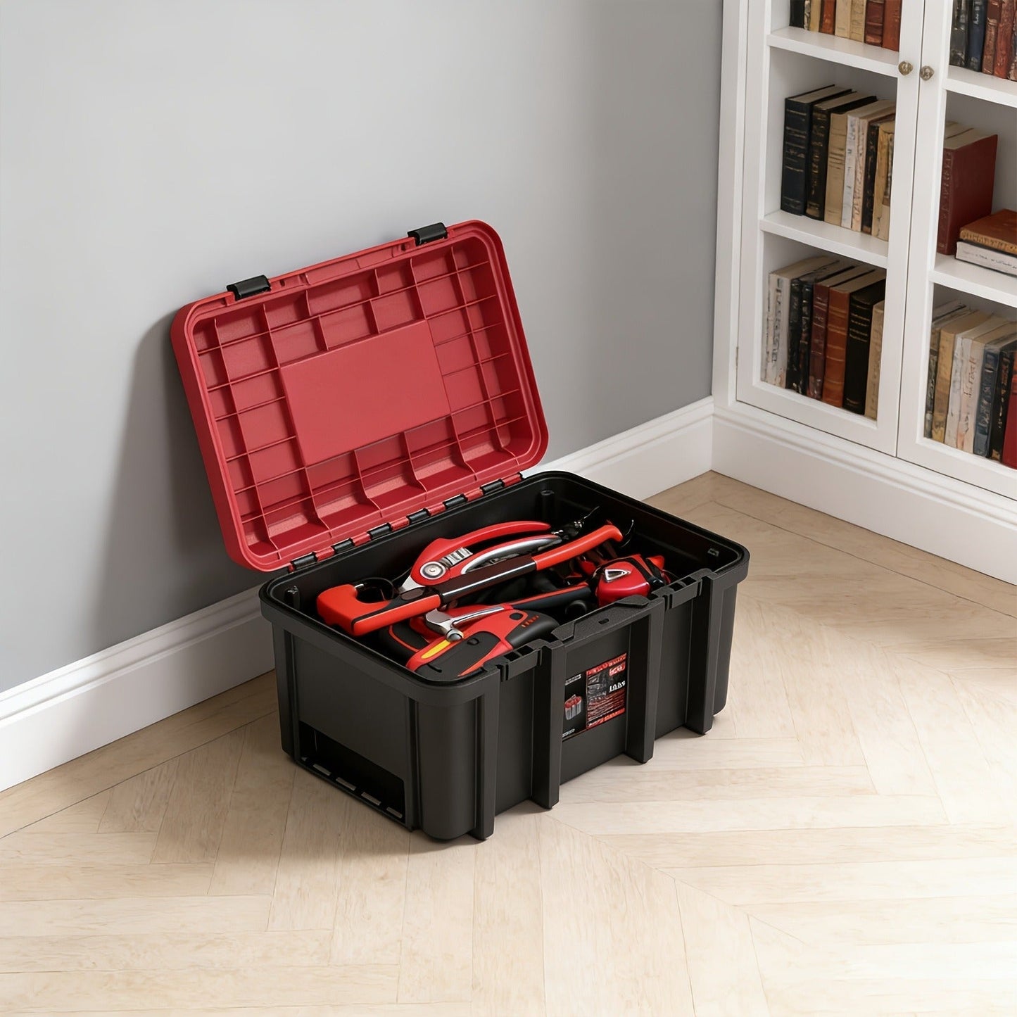 Rolling Tool Box with Wheels 3-Tier Stackable Organizer | Lockable Compartments, Connected Storage, 17" Large Plastic Toolbox for Garage
