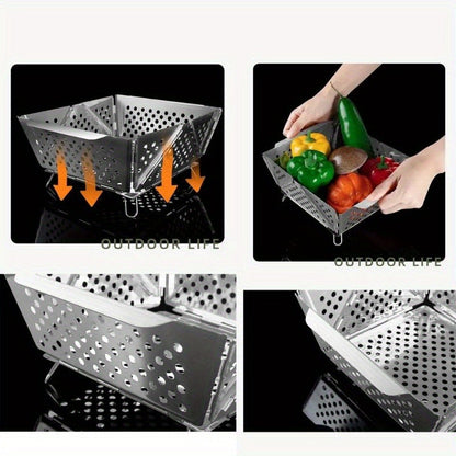 Wood Burning Camp Stove Portable Stainless Steel, Mini Folding Charcoal BBQ Grill, Camping Wood Stove Burner