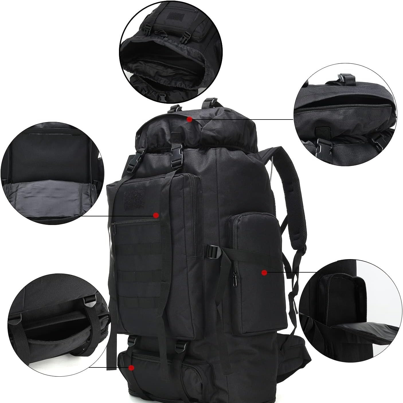 Large Capacity Expandable Outdoor Backpack 26-42 Gal – Soft Shell Geometric Pattern Hiking Rucksack for Camping