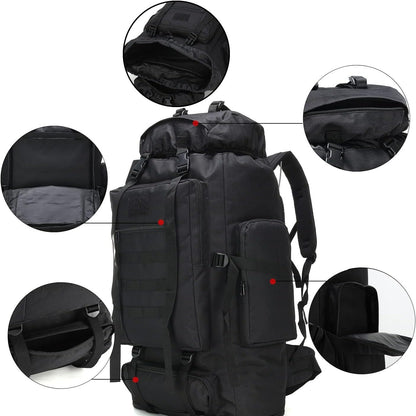 Large Capacity Expandable Outdoor Backpack 26-42 Gal – Soft Shell Geometric Pattern Hiking Rucksack for Camping