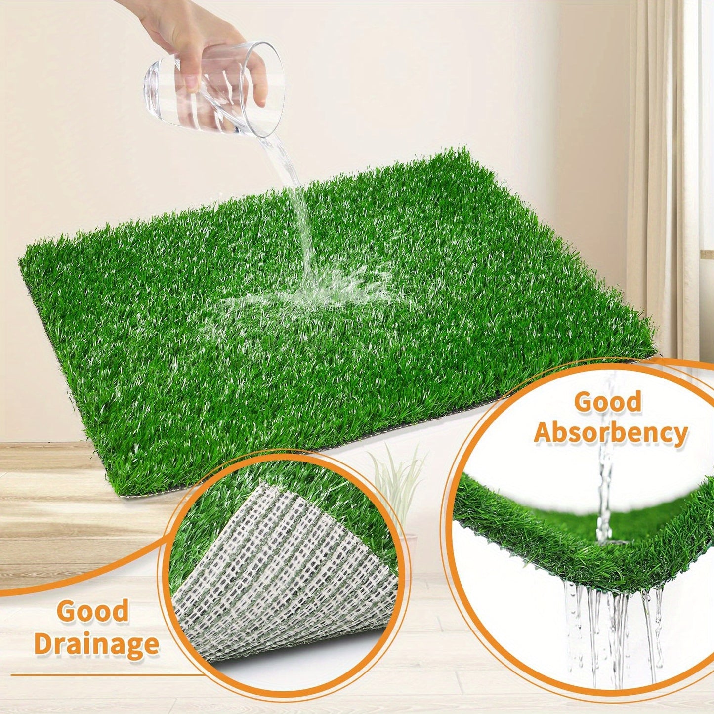 Dog Potty Training Grass Mat – 2 Pack Washable Artificial Turf Pad with Odor Control & Drainage, Reusable Indoor Outdoor Pet Pee Mat