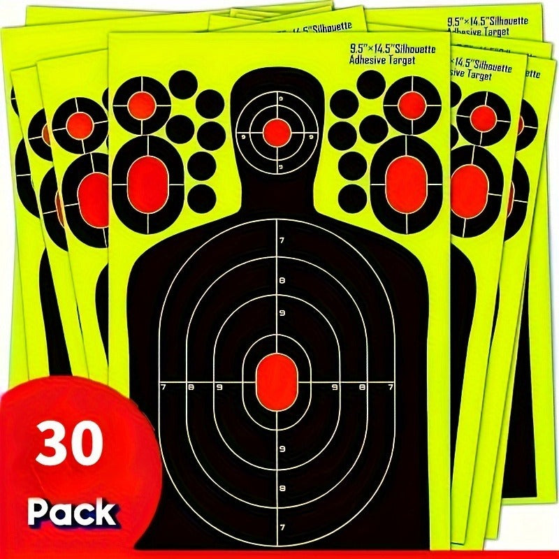 Splatter Shooting Targets Human Silhouette 20 Pack – Reactive Glow Fluorescent Paper Range Targets for Pistol