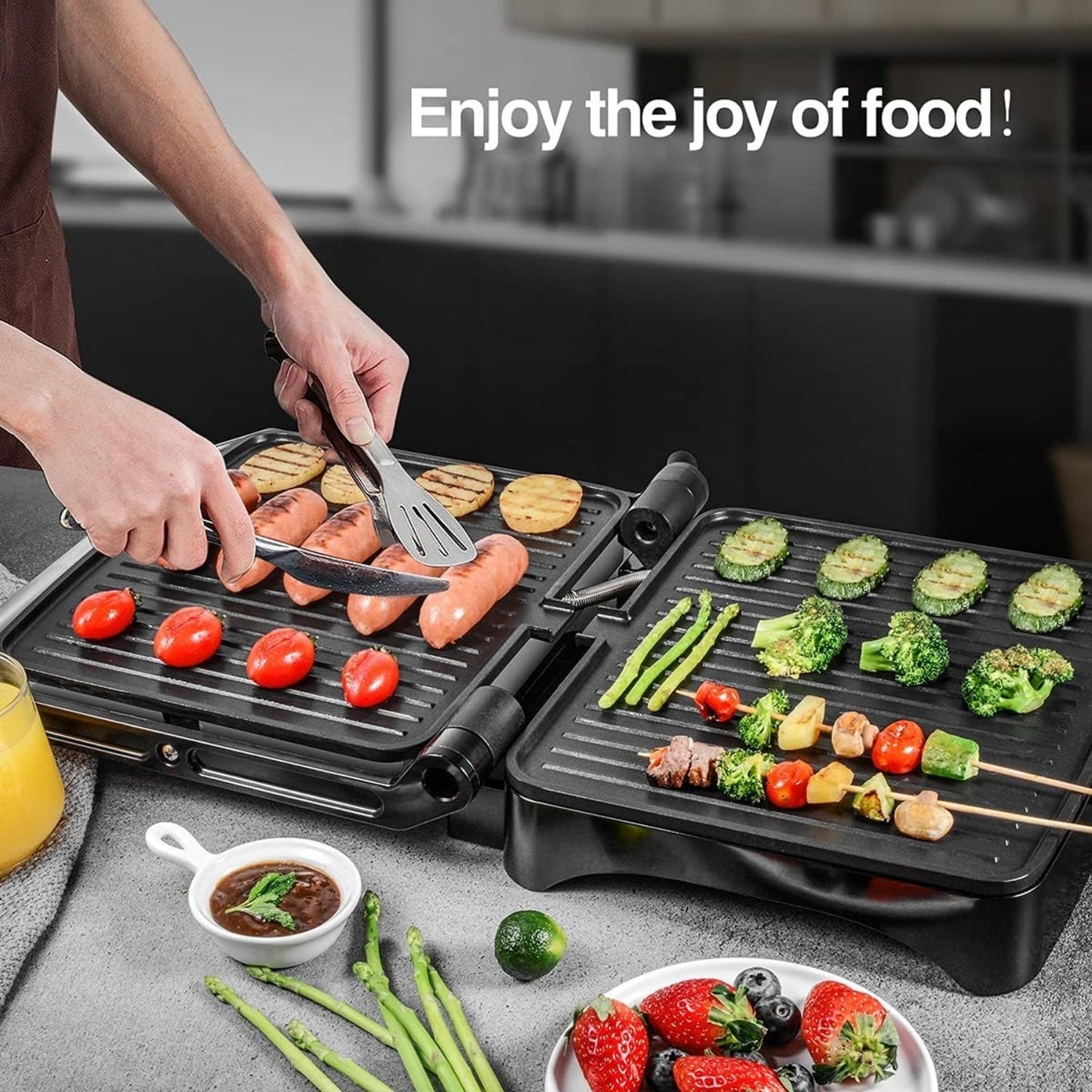 Panini Press Grill Indoor Sandwich Maker 4 Slice, Non-Stick 1200W Electric Grill with Temperature Control