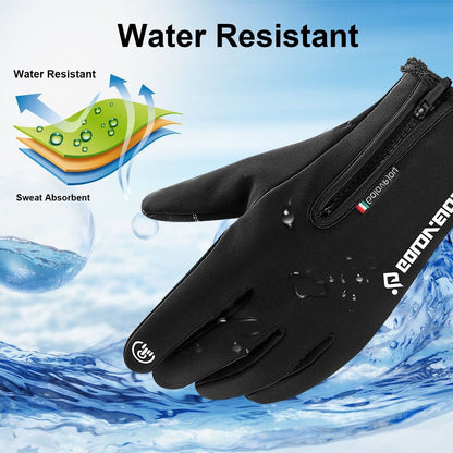 Two-Pair Full-Finger Winter Gloves in Black or Gray with Complete S, M, L, XL and XXL Size Grid