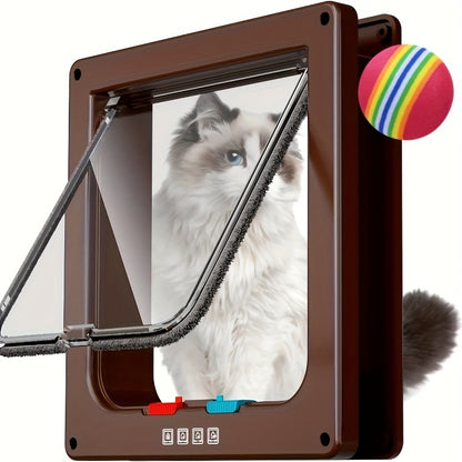 Cat Door & Dog Door with 4-Way Safety Lock – Weatherproof Flip Pet Door for Cats & Dogs, M/L/XL Sizes in White, Black & Coffee