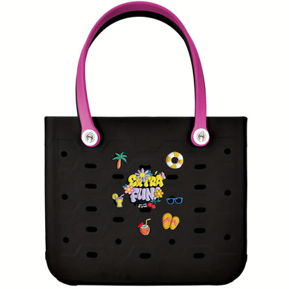 EVA Beach Bag for Women with Drainage Holes Waterproof Tote Bag Summer Outdoor Camping Shopping Travel Bag with Cute Decorations