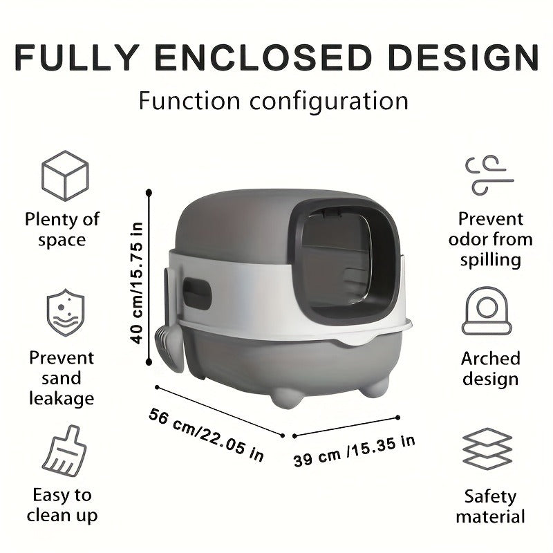 Enclosed Cat Litter Box with Odor Control – Foldable Top Entry Design, Splash-Proof Walls, Compact Size for Small Spaces
