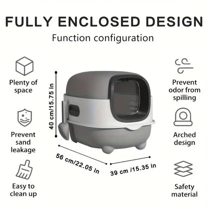 Enclosed Cat Litter Box with Odor Control – Foldable Top Entry Design, Splash-Proof Walls, Compact Size for Small Spaces