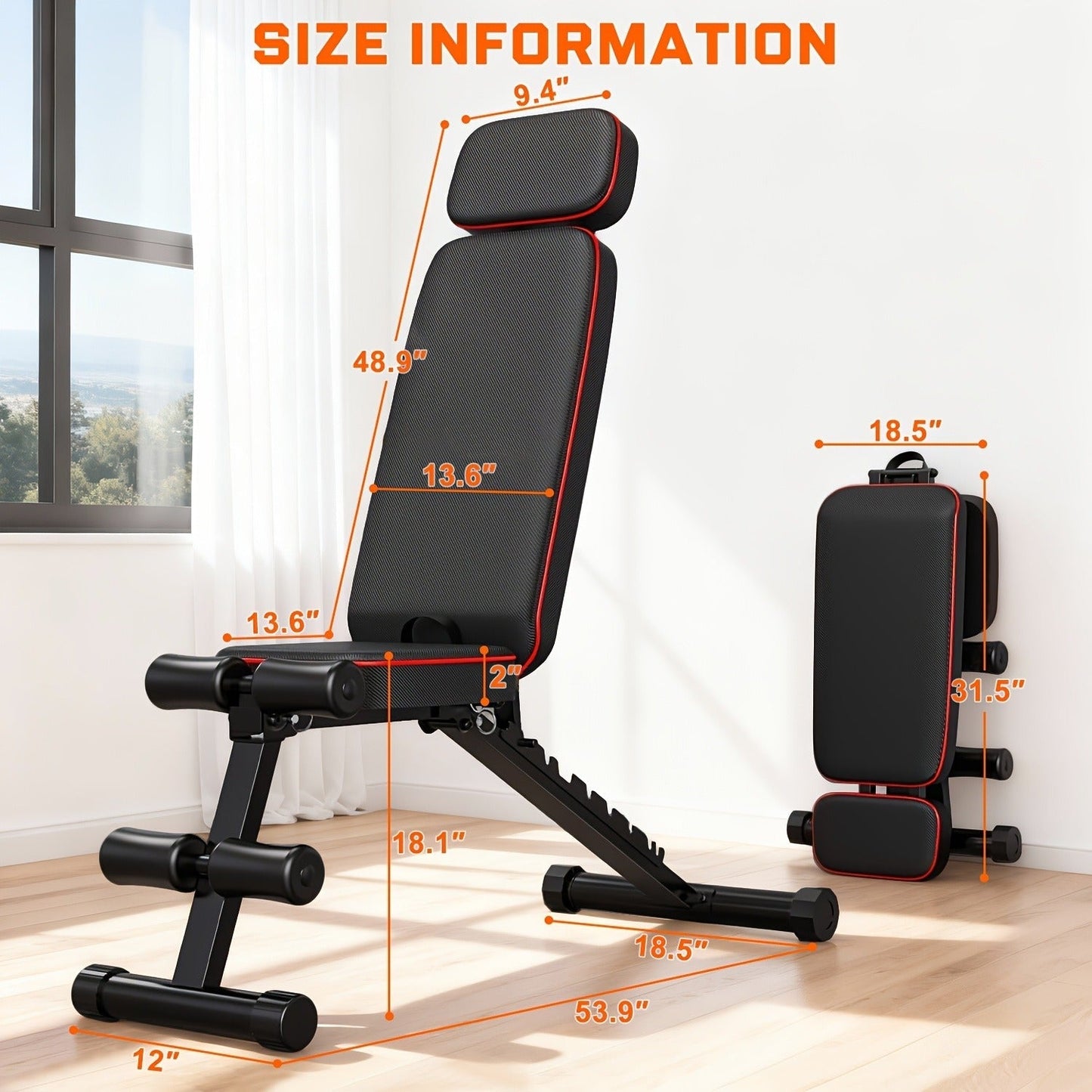 Adjustable Weight Bench 6-in-1 Foldable – Flat Incline Decline, Resistance Bands, Preacher Curl & Leg Developer, 770lb Capacity