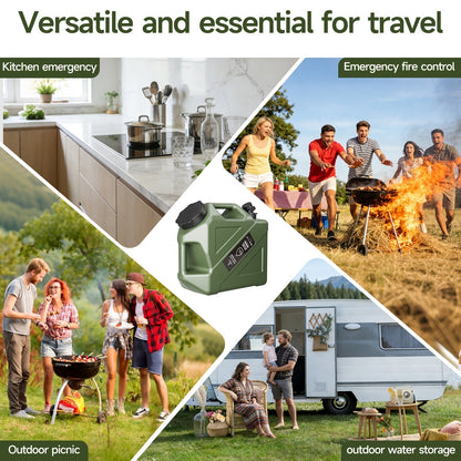 Collapsible Camping Water Storage Bucket 3.2 Gal Portable Water Tank with Faucet Dispenser Army Green Outdoor Emergency Water Container