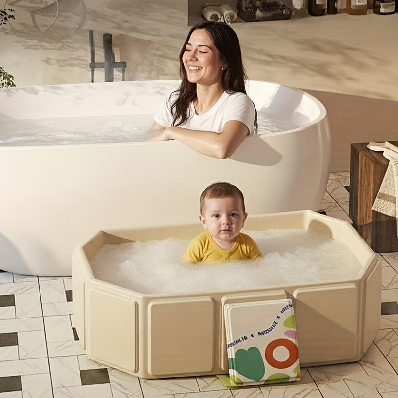 Foldable Baby Bathtub Portable Newborn Infant Tub with Drain Hole, Anti-Slip Base & Durable Multi-Functional Design for Home Travel Use
