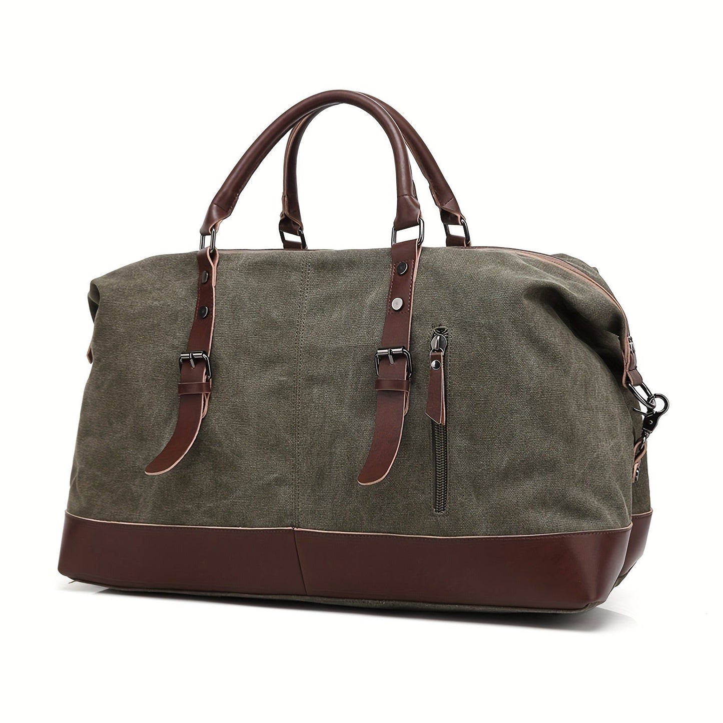 Canvas Weekender Bag Large Capacity Travel Duffel Overnight Bag Zipper Canvas Holdall Tote Satchel Handbag for Men Women Black Navy Army